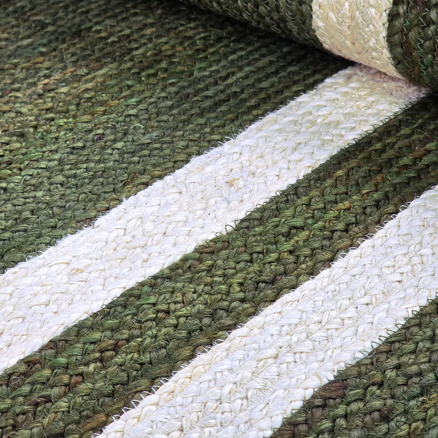 Tapete de juta - Jessore (verde militar/branco)