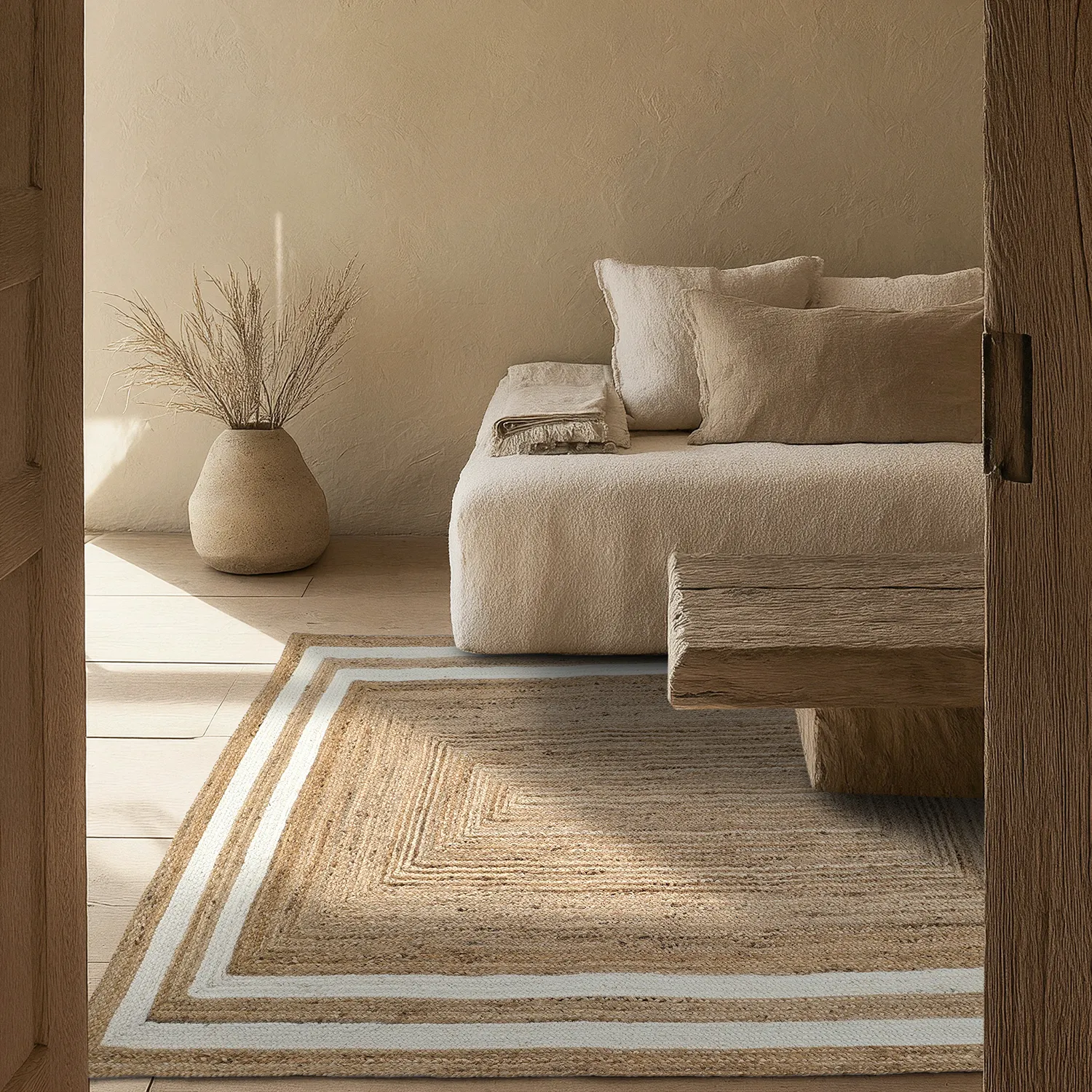 Tapete de juta - Jessore (natureza/branco)