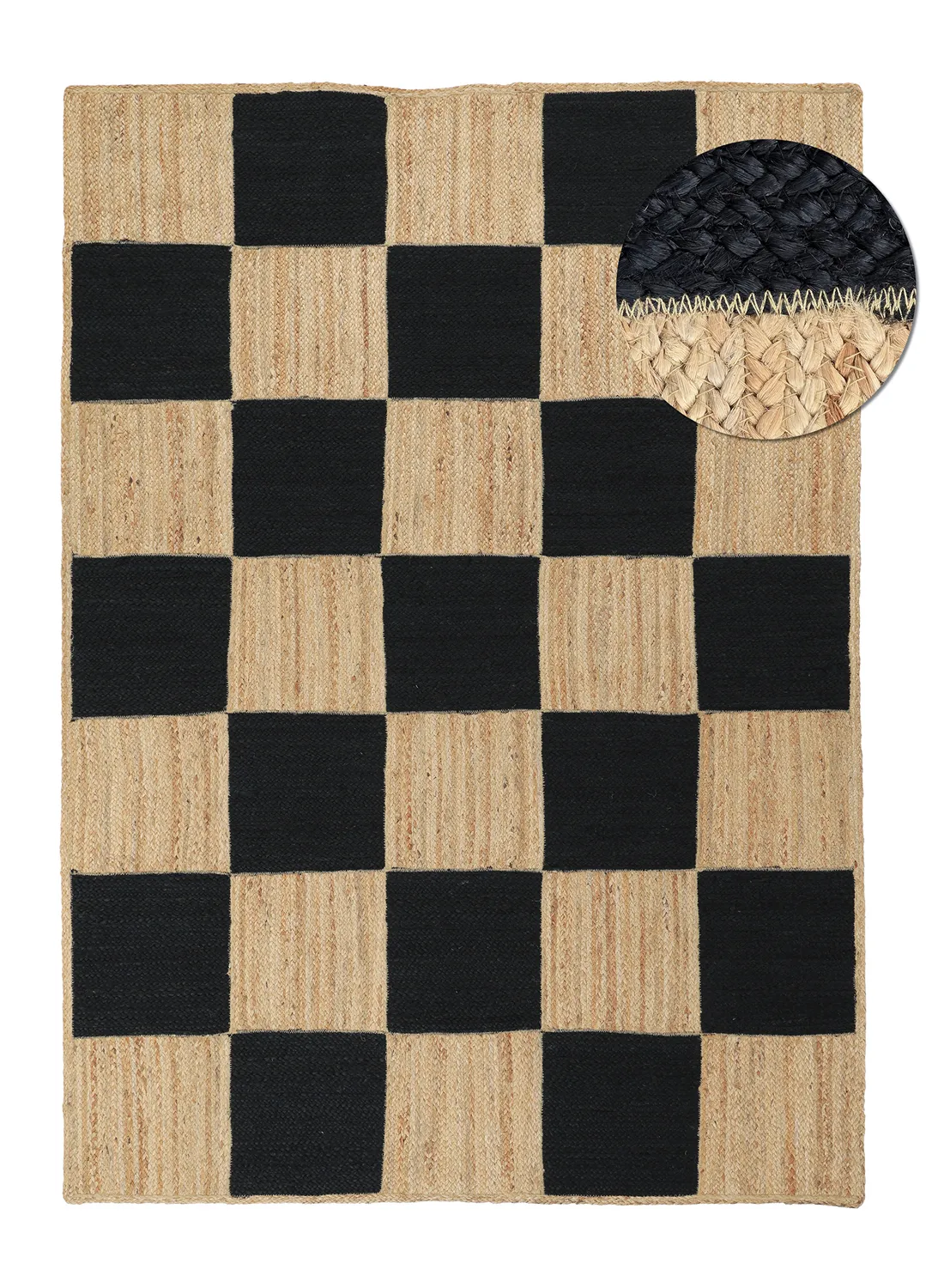 Tapete de juta - Khulna (natural/preto)