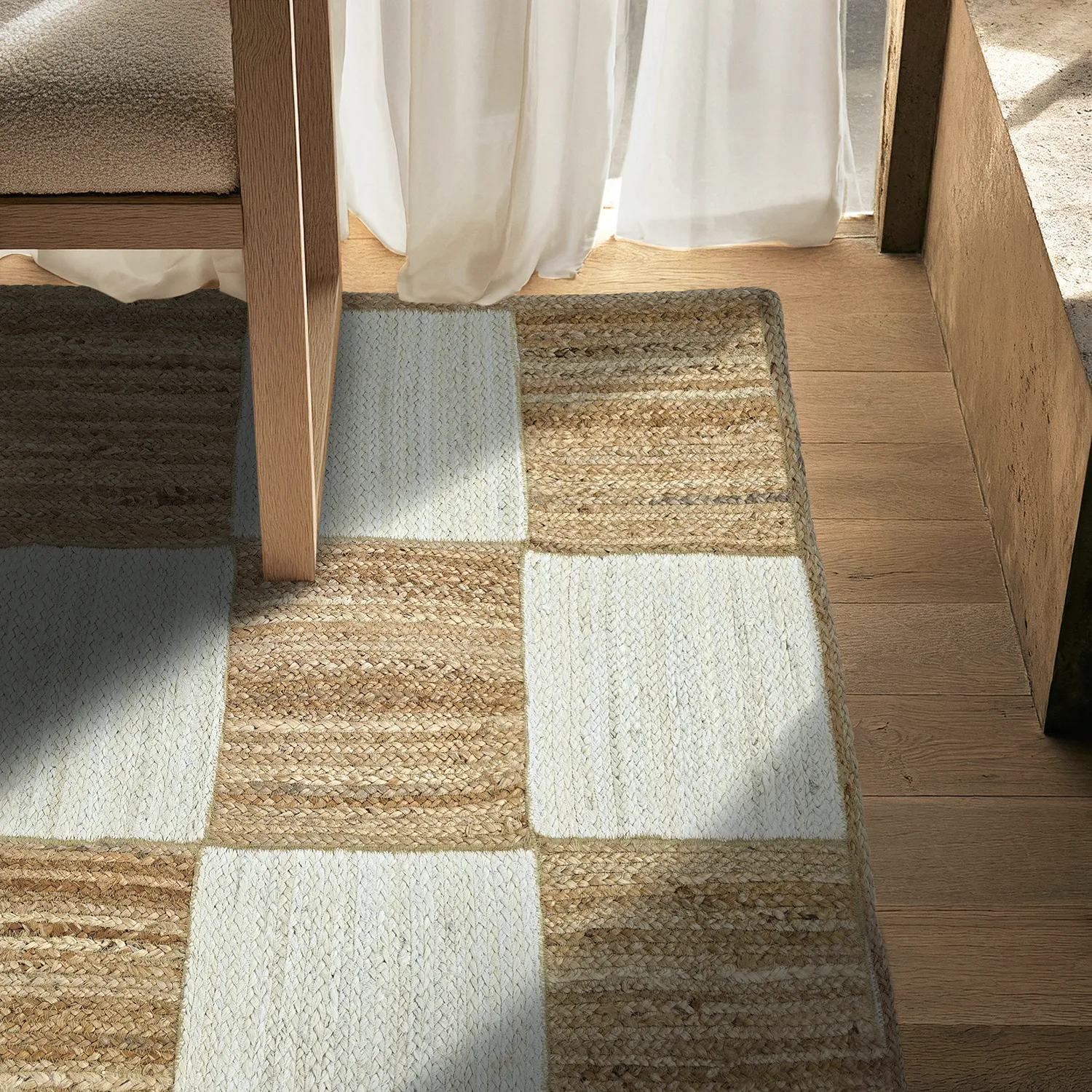 Tapete de juta - Khulna (natureza/branco)