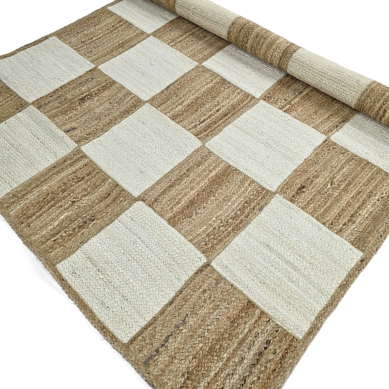 Tapete de juta - Khulna (natureza/branco)