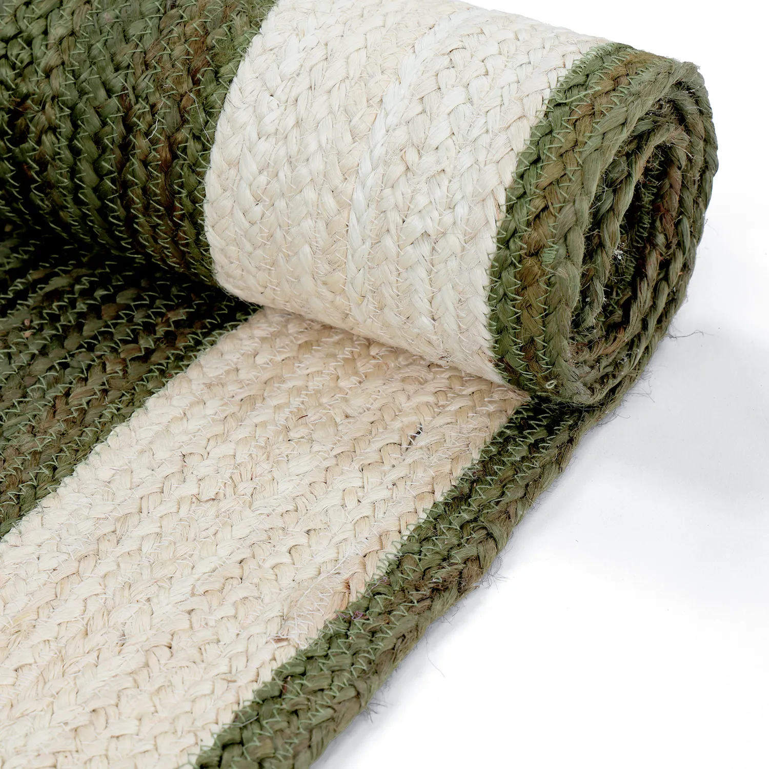 Tapete de juta - Senaki (verde militar/branco)