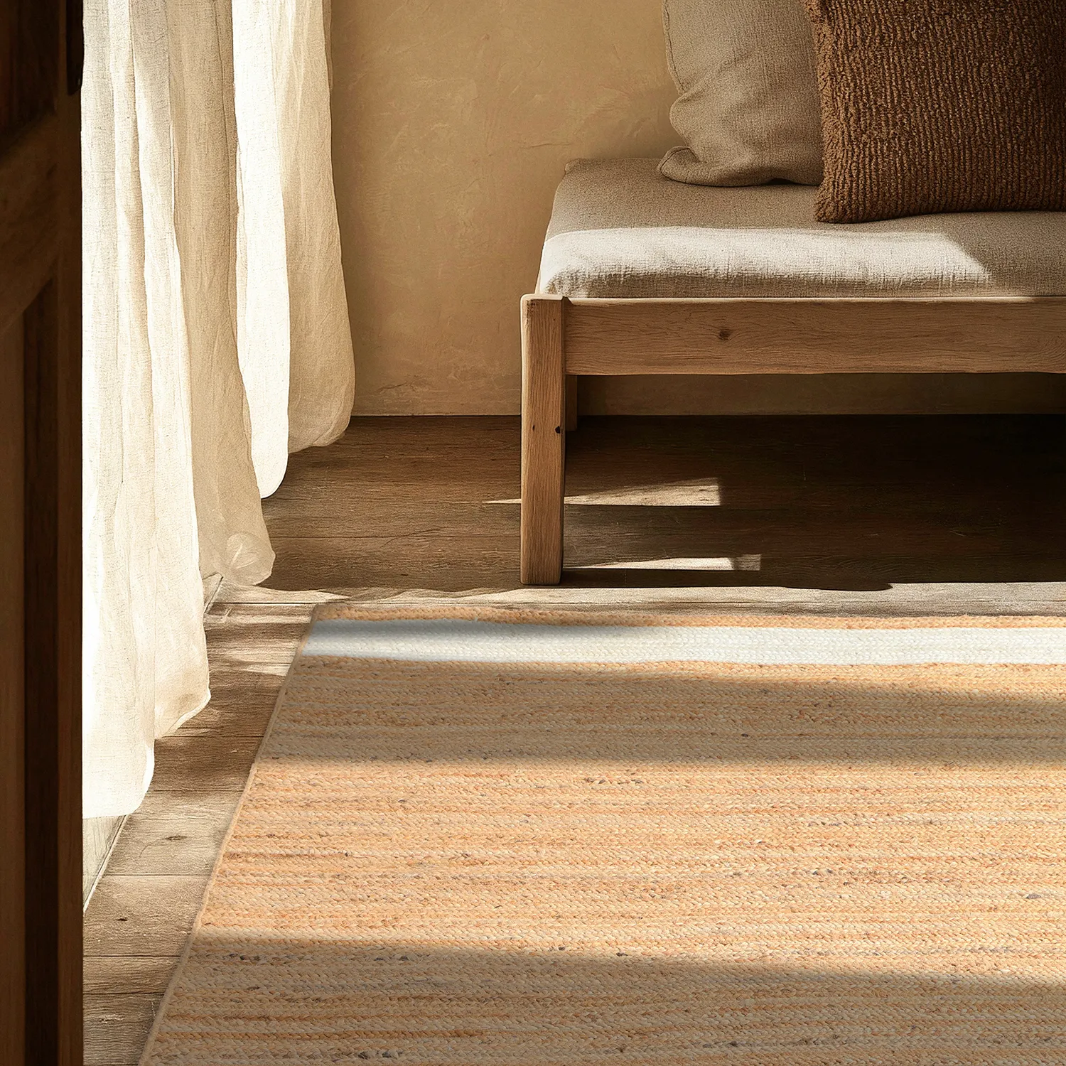 Tapete de juta - Senaki (natureza/branco)