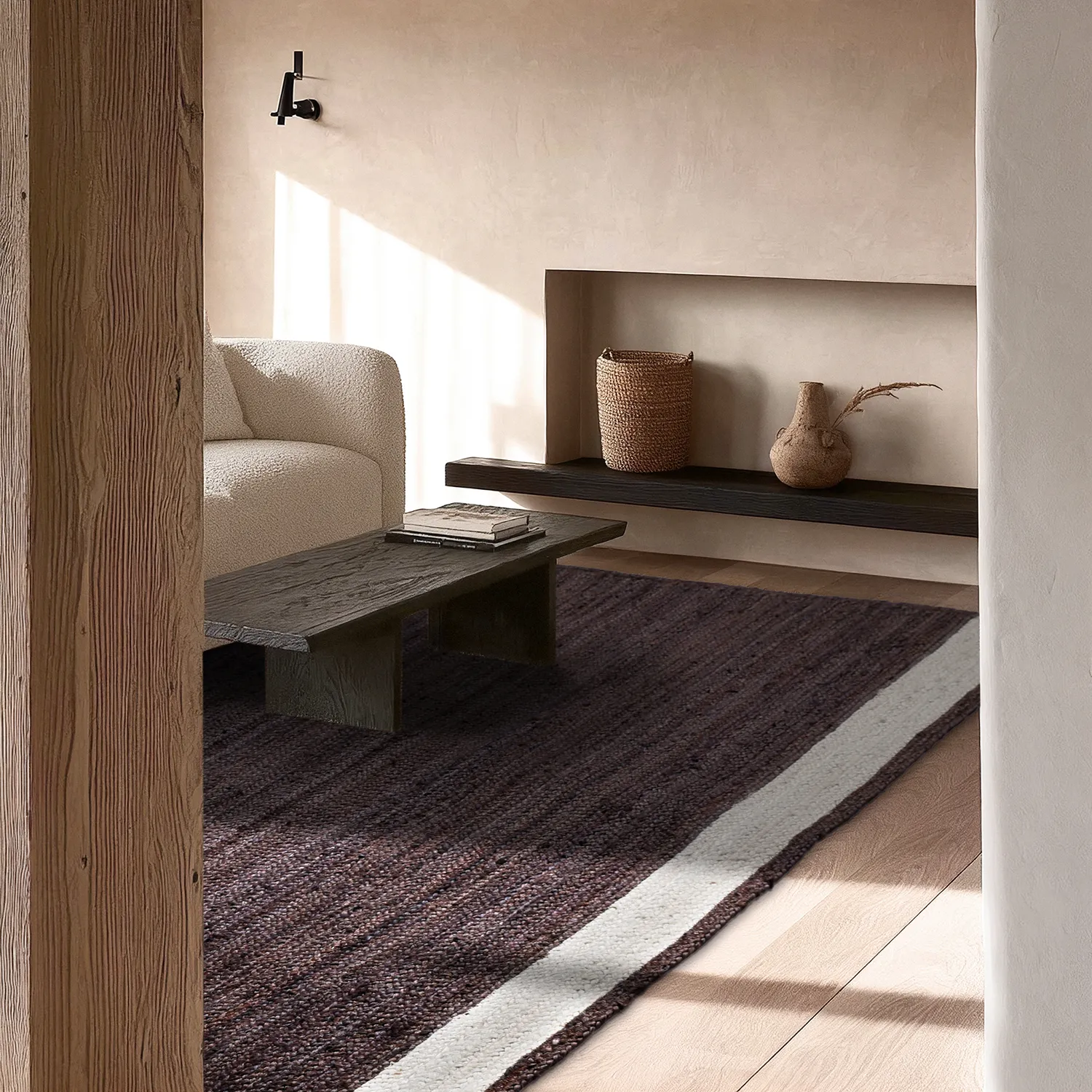 Tapete de juta - Senaki (taupe escuro/branco)