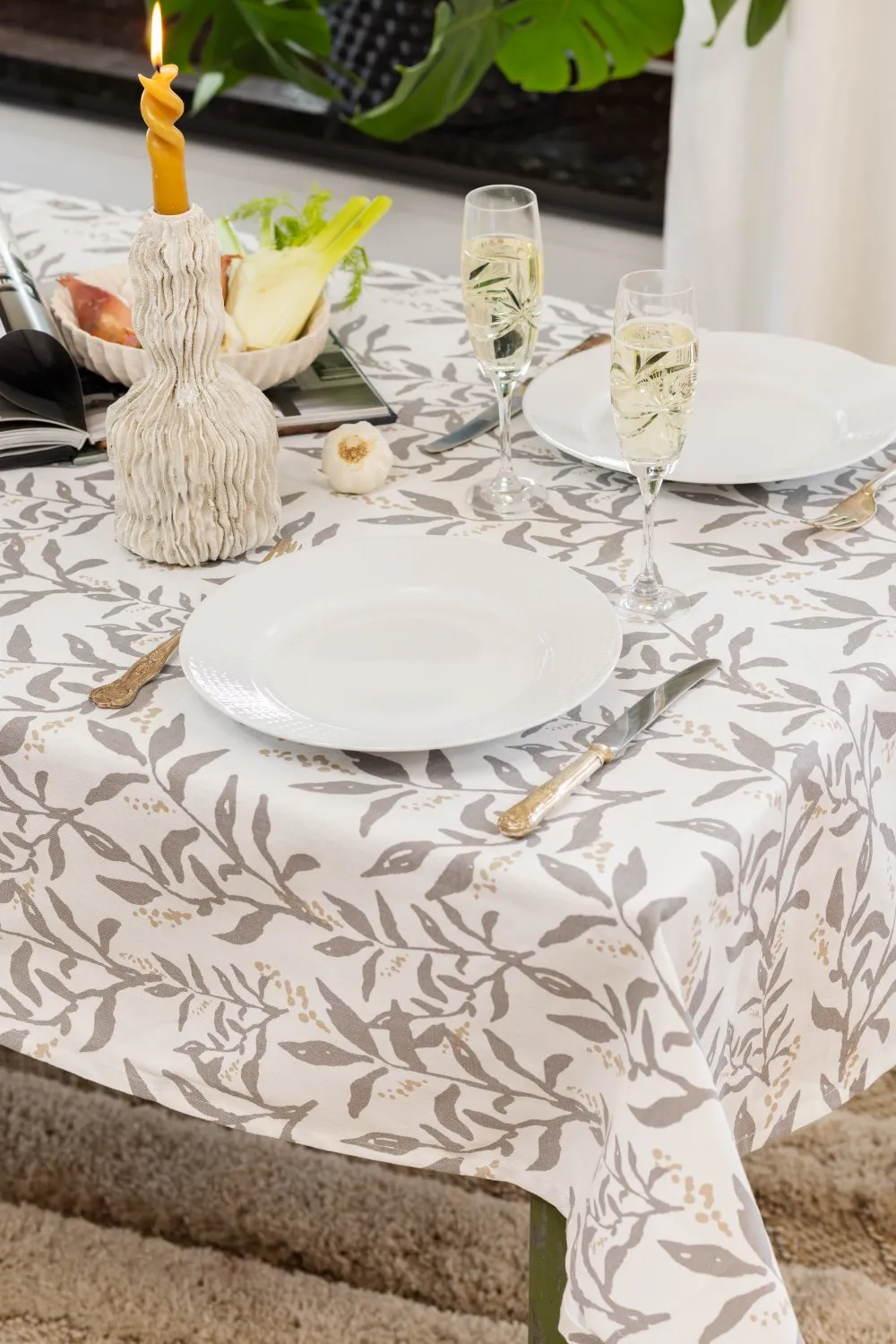 Toalha de mesa de algodão Katri (cinza)