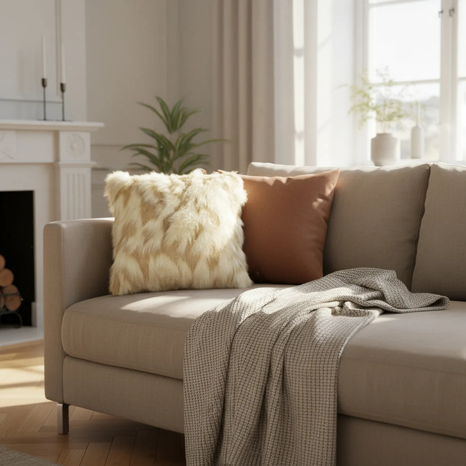 Capa de Almofada - Clara (branco/bege)