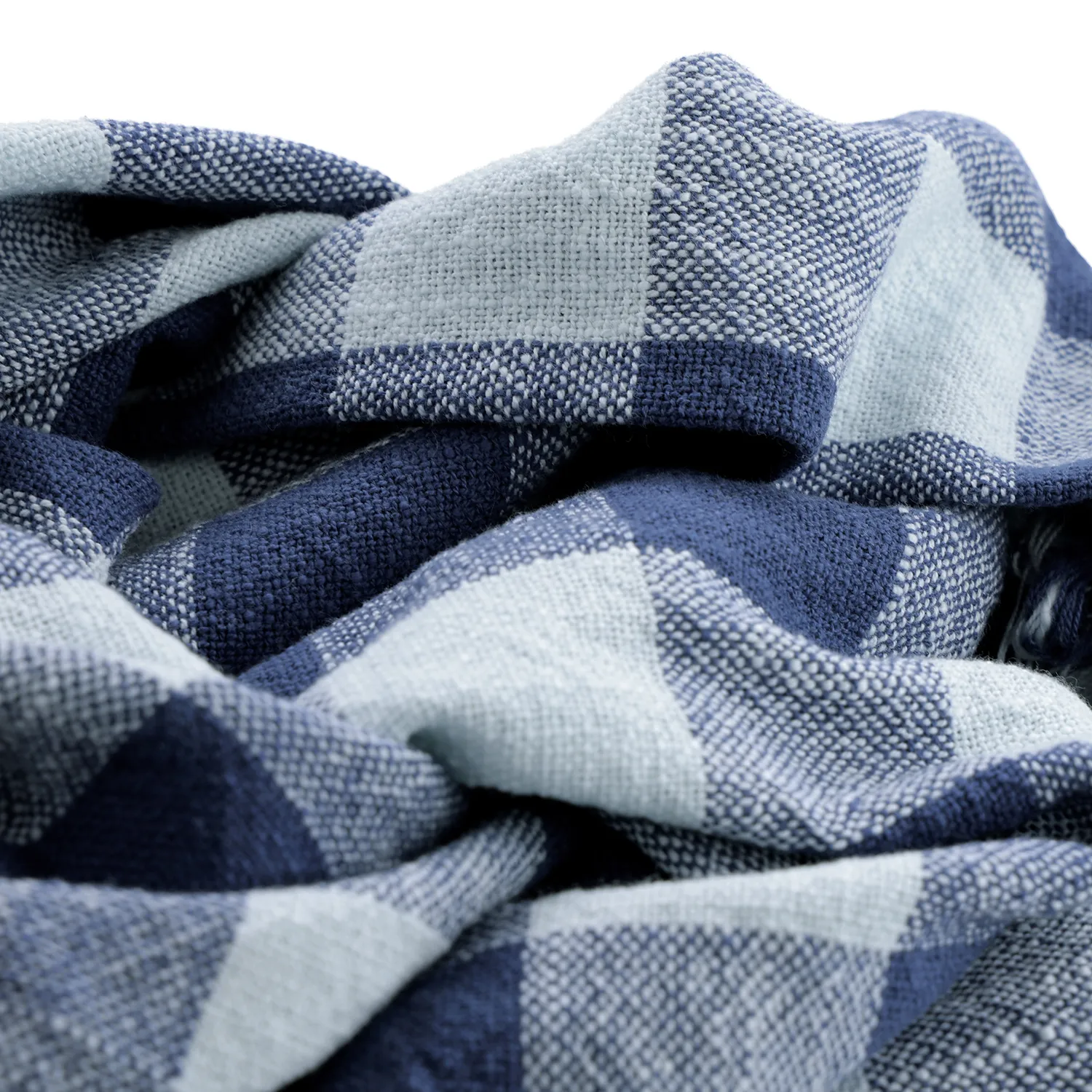 Cobertores - Isela check cotton throw (azul marinho/azul claro)