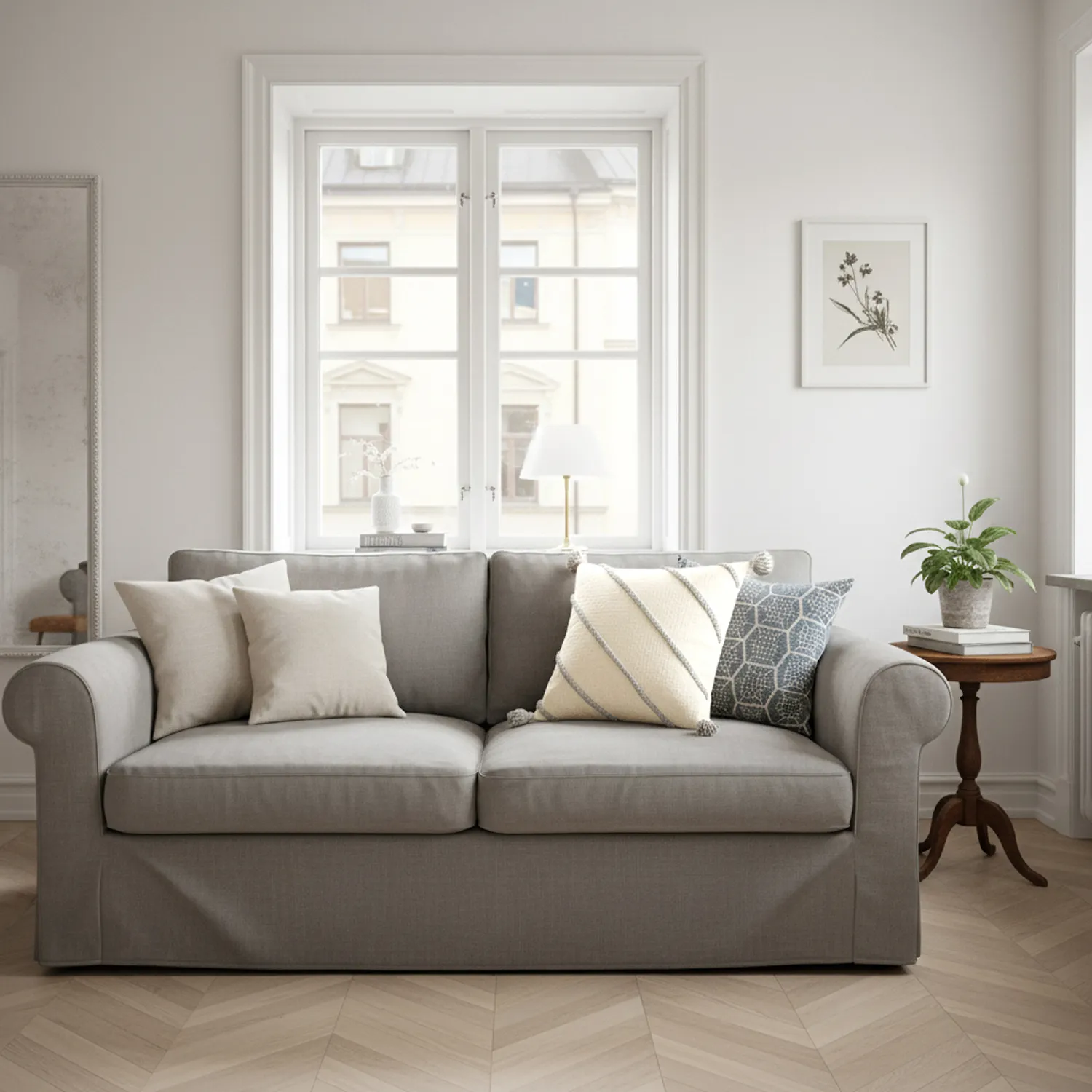 Capa de Almofada - Montreux (off white/cinza)