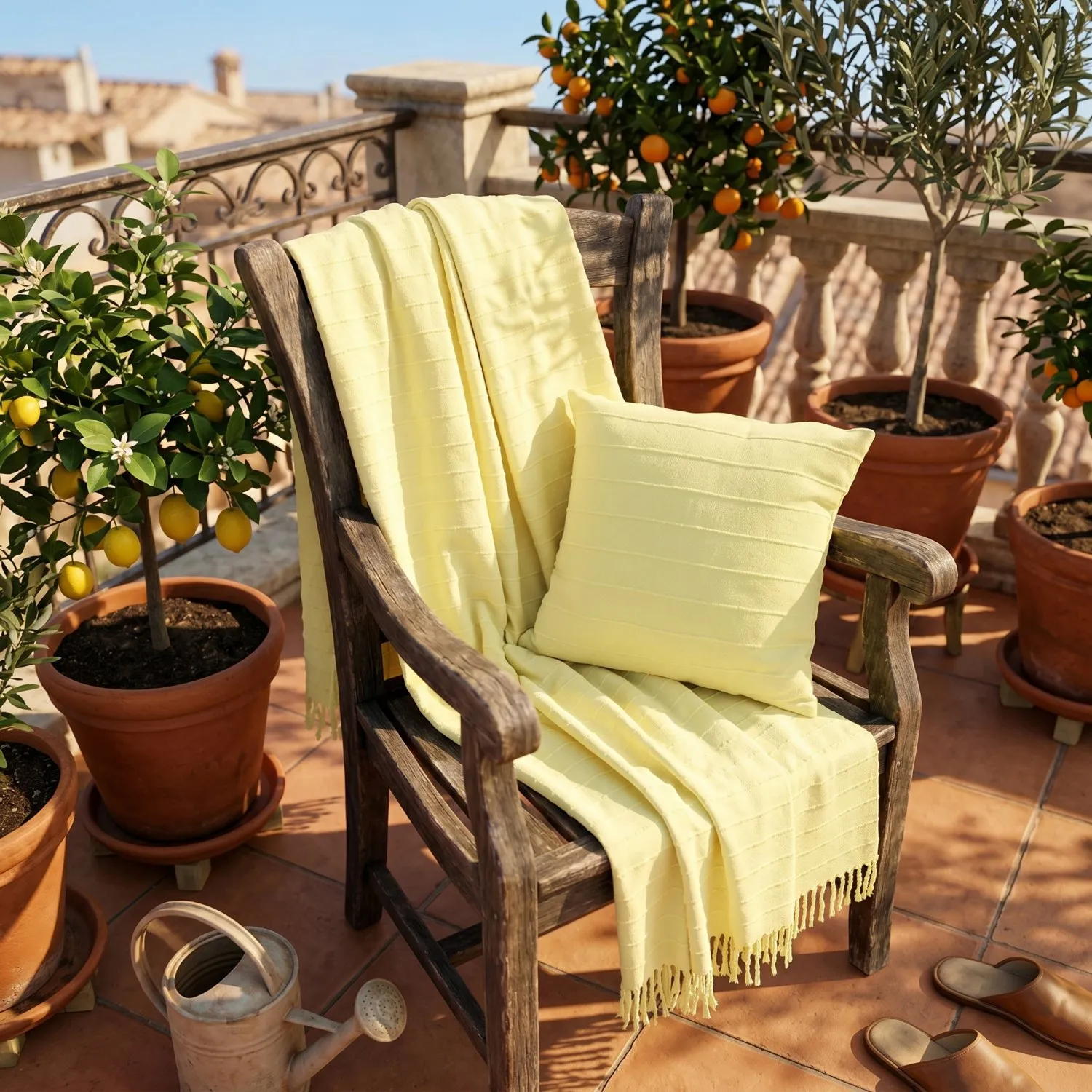 Cobertores - Nalani cotton throw (amarelo claro)