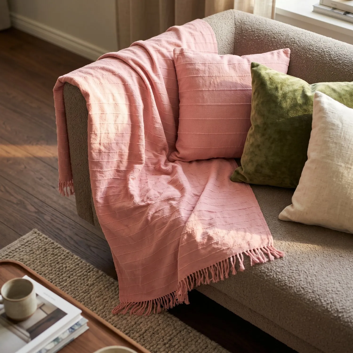 Cobertores - Nalani cotton throw (rosa)
