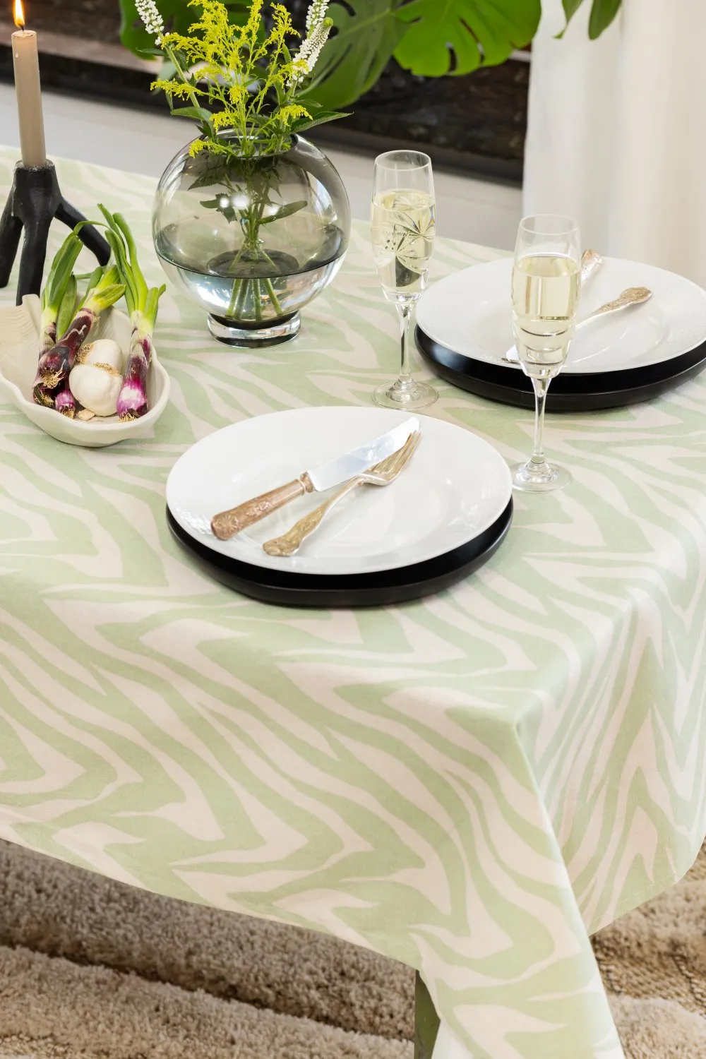 Toalha de mesa de algodão Laura (verde)