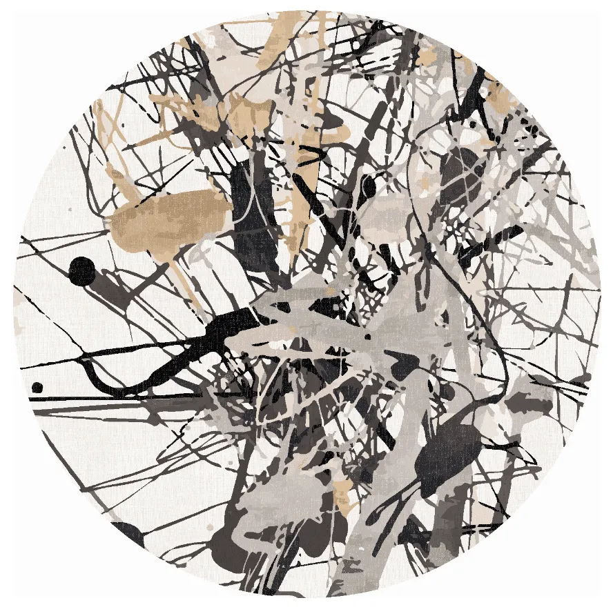 Tapete redondo - Lawrance (cinza/branco)