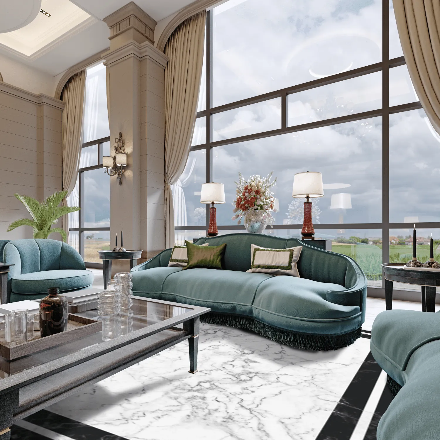 Tapete Wilton - Amaliada (preto/branco)