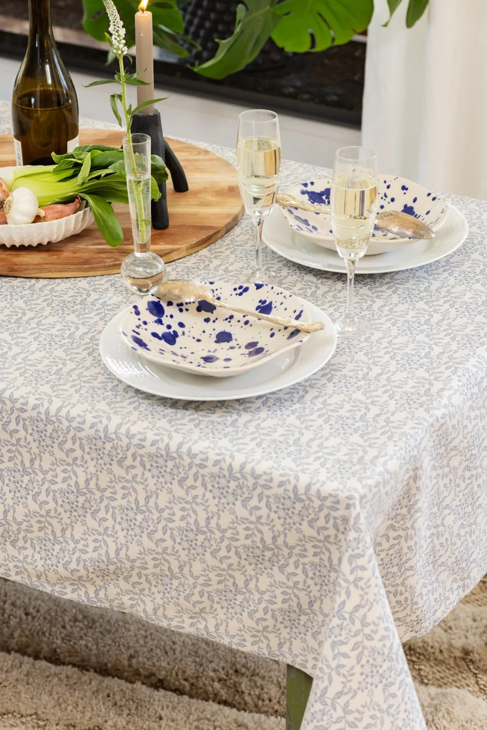 Toalha de mesa de algodão Lilja (azul)