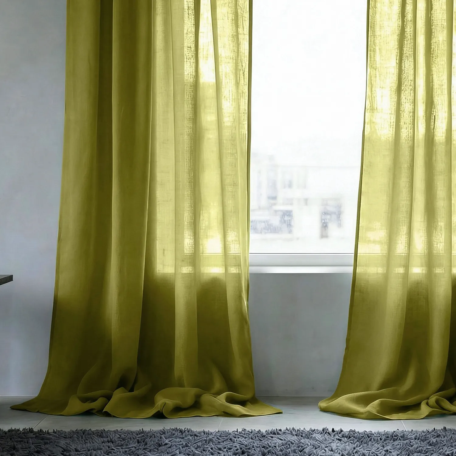 Cortinas Pack de 2 - Cortina mistura de linho Lumira (verde)