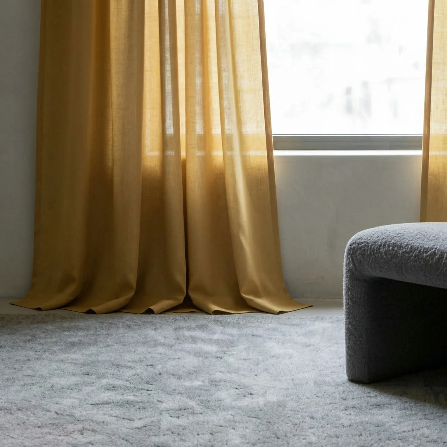 Cortinas Pack de 2 - Cortina mistura de linho Lumira (ocre)