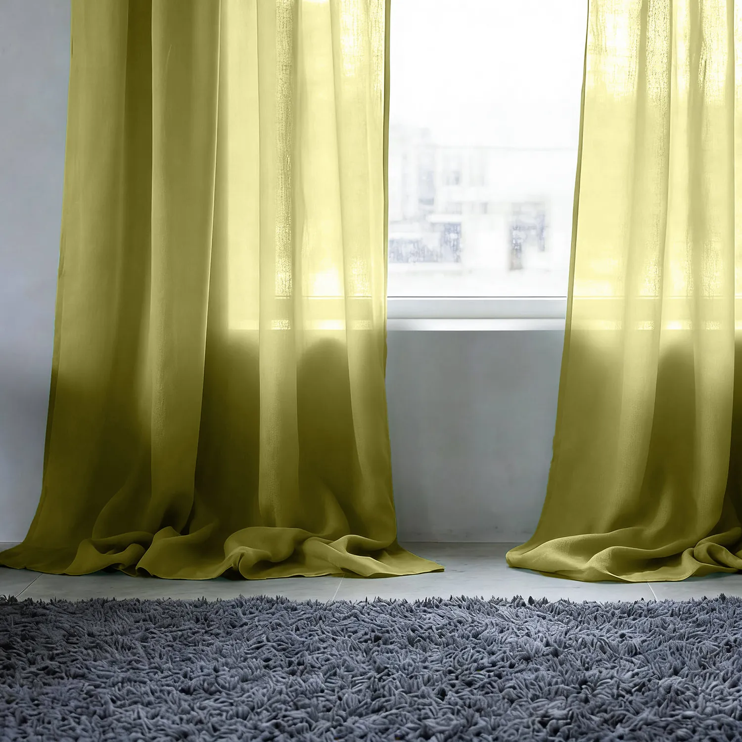 Cortinas Pack de 2 - Cortina mistura de linho Lumira (verde)