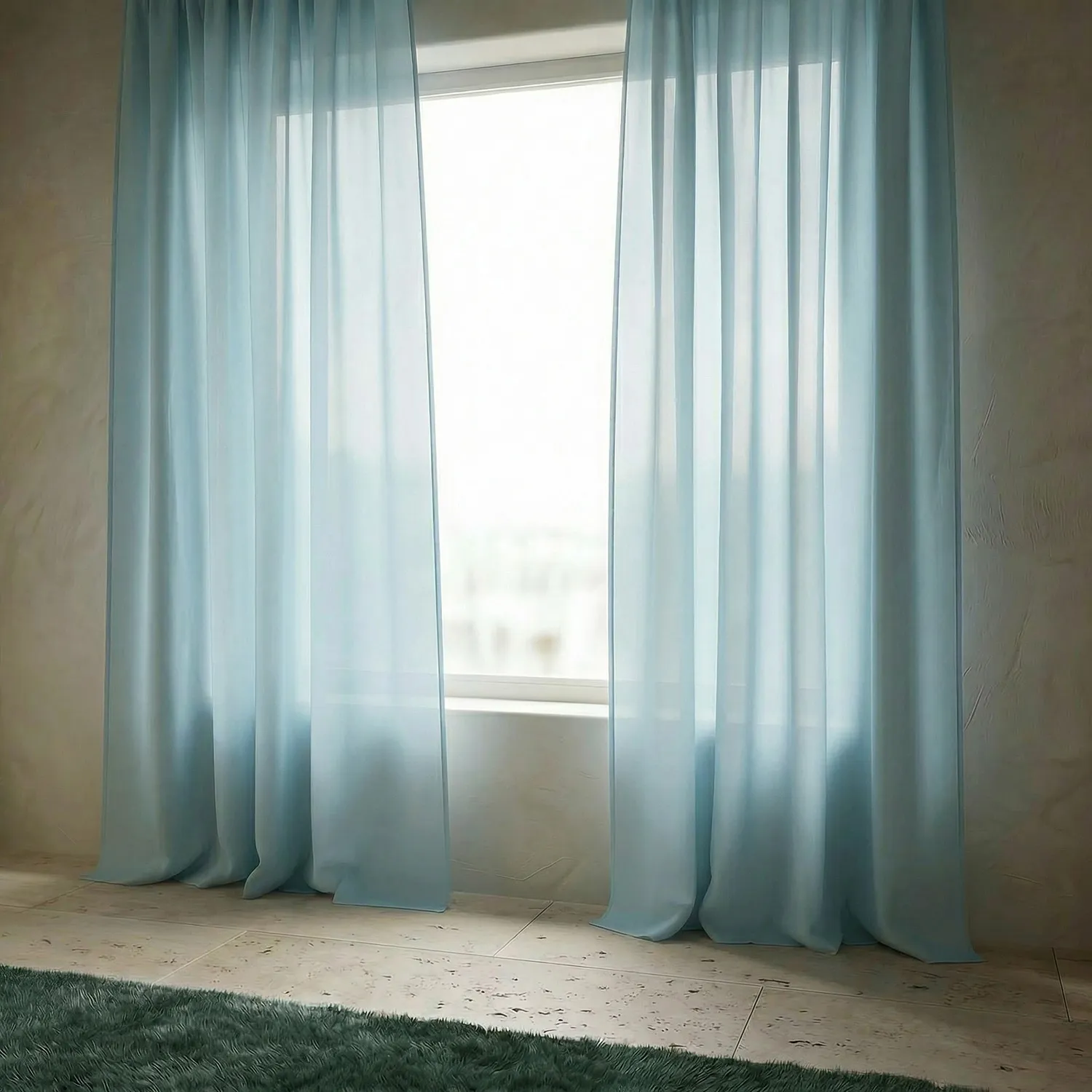 Cortinas Pack de 2 - Cortina mistura de linho Lumira (azul claro)