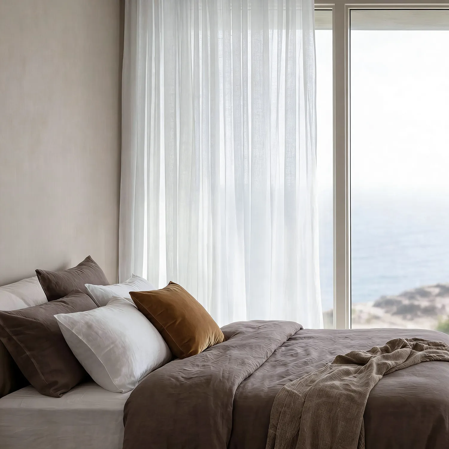 Cortinas Pack de 2 - Cortina mistura de linho Lumira (branco)