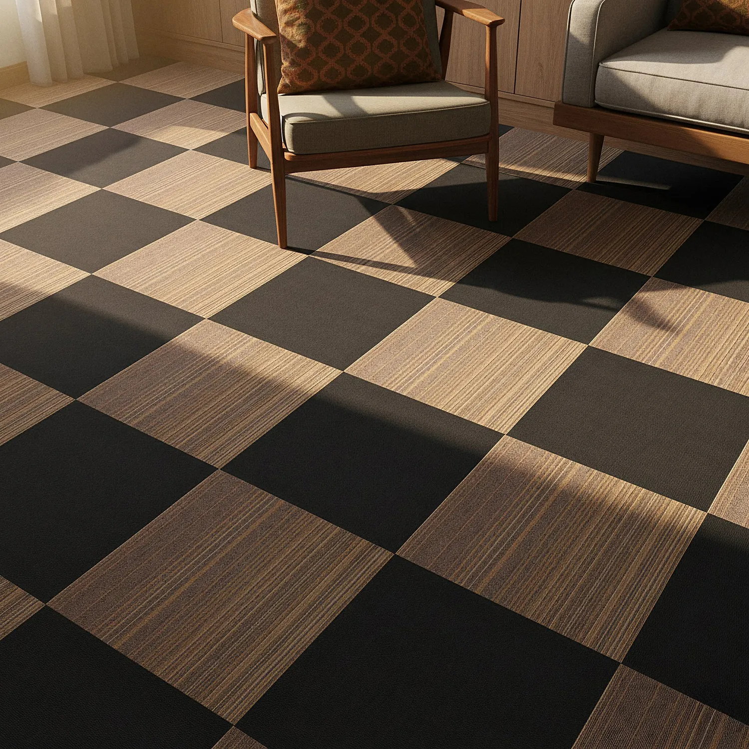 Alcatifa - Almeria Ladrilhos têxteis 24 unid. (castanho às riscas irregulares)