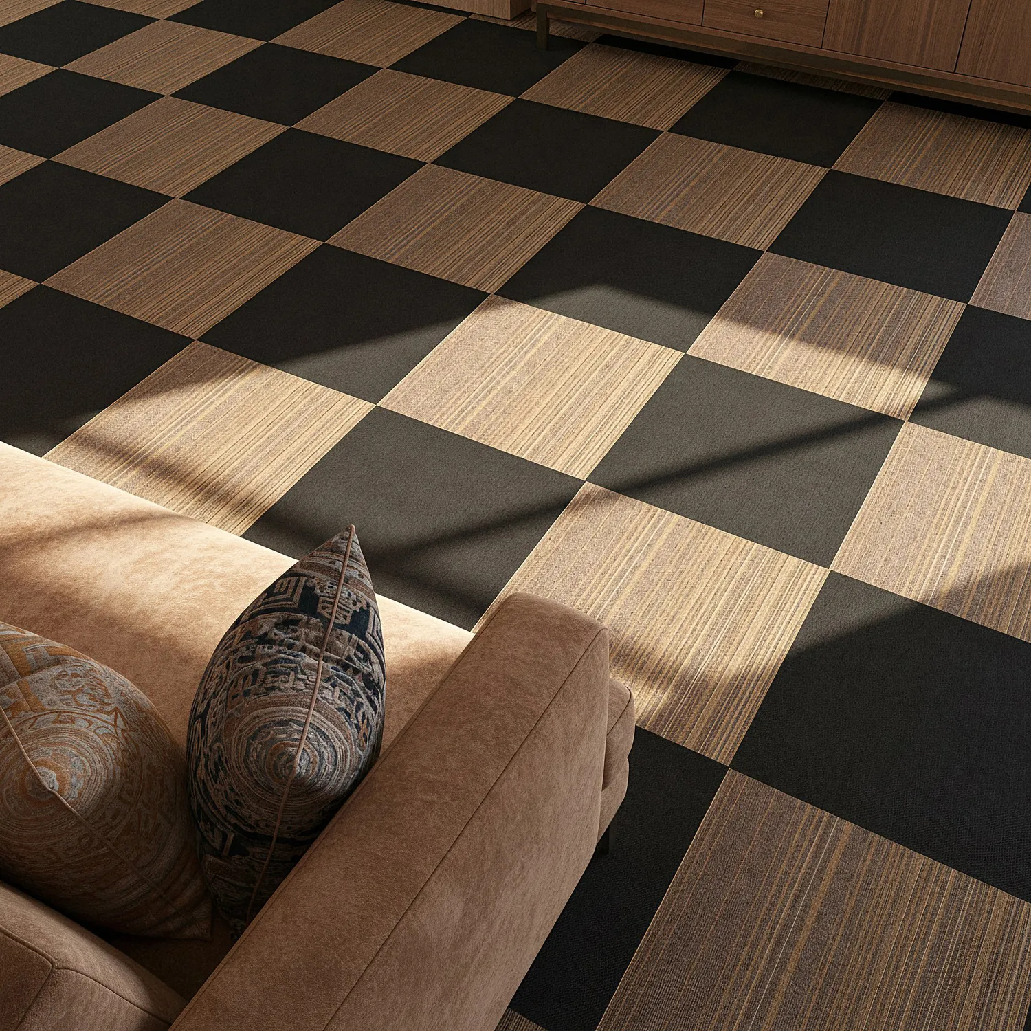 Alcatifa - Almeria Ladrilhos têxteis 24 unid. (castanho às riscas irregulares)