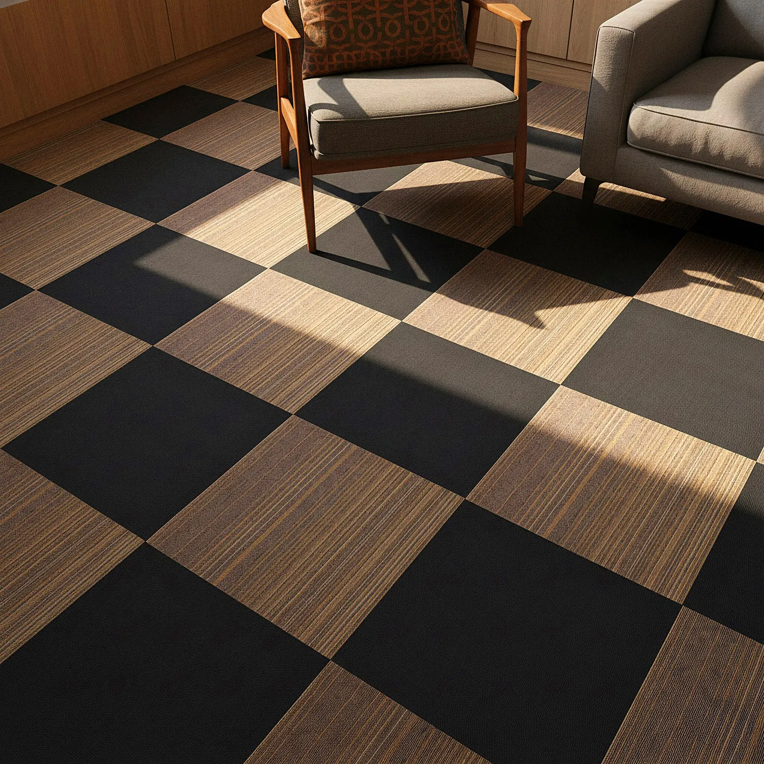 Alcatifa - Almeria Ladrilhos têxteis 24 unid. (castanho às riscas irregulares)