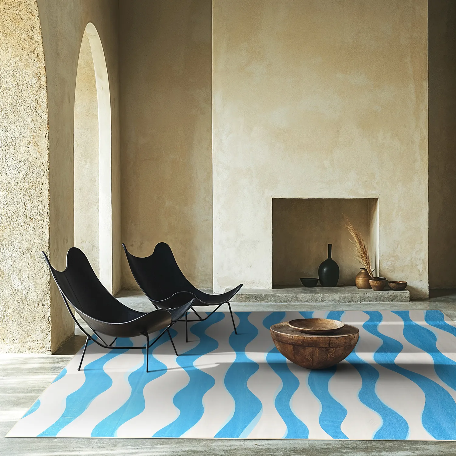 Tapete Wilton - Marsala (azul/branco)