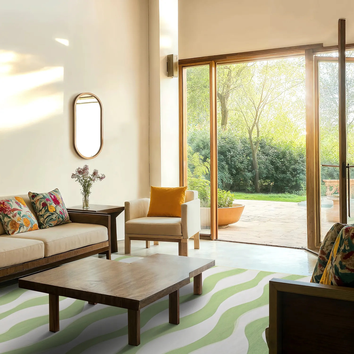 Tapete Wilton - Marsala (verde/branco)