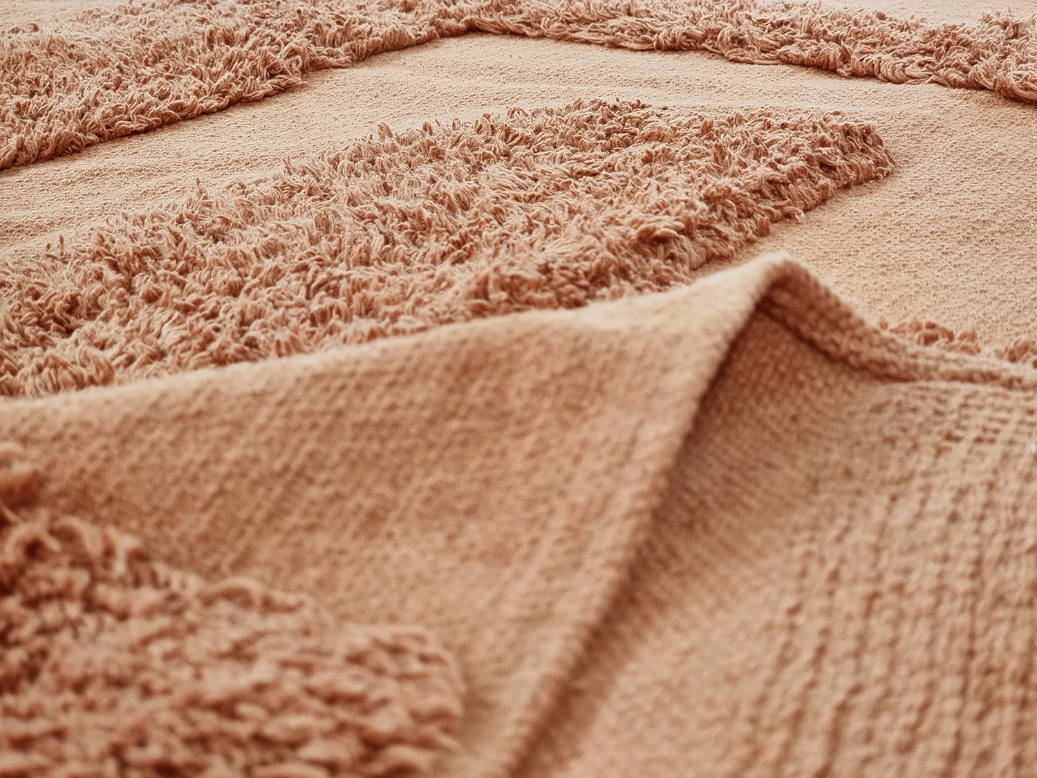 Tapete redondo - Alexa Natural Cotton Shaggy (terracota)
