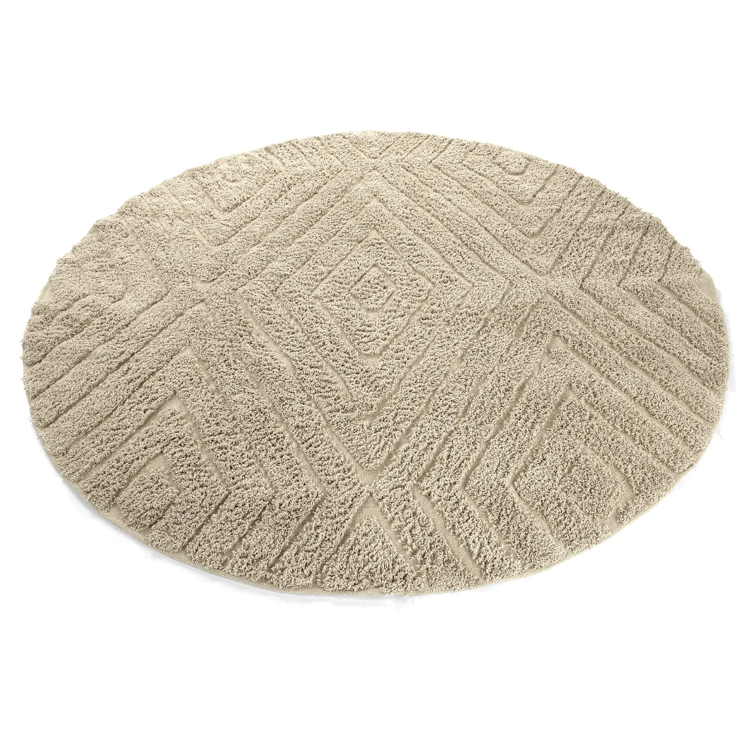 Tapete redondo - Amberley Natural Cotton Shaggy (bež)