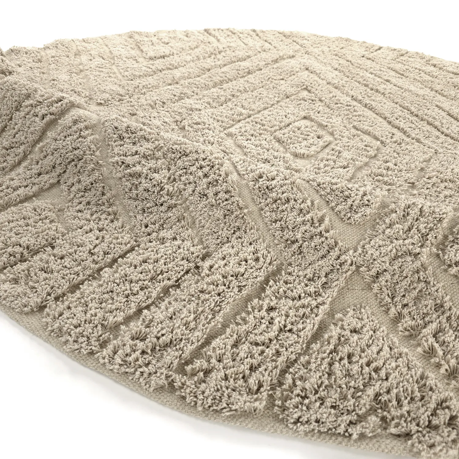 Tapete redondo - Amberley Natural Cotton Shaggy (bež)