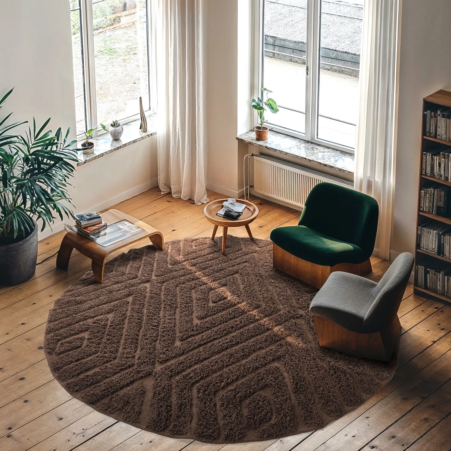 Tapete redondo - Amberley Natural Cotton Shaggy (rjava)