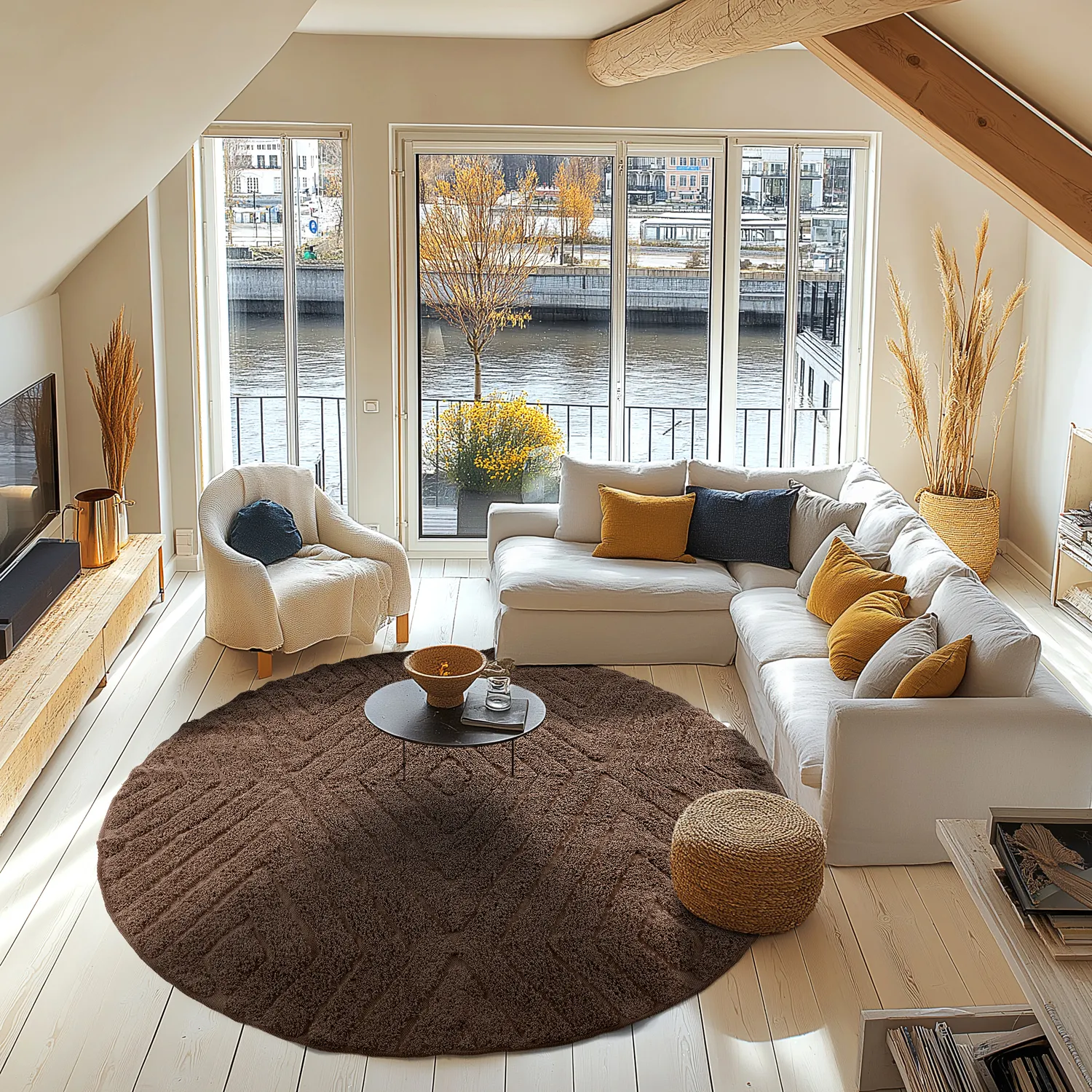 Tapete redondo - Amberley Natural Cotton Shaggy (rjava)