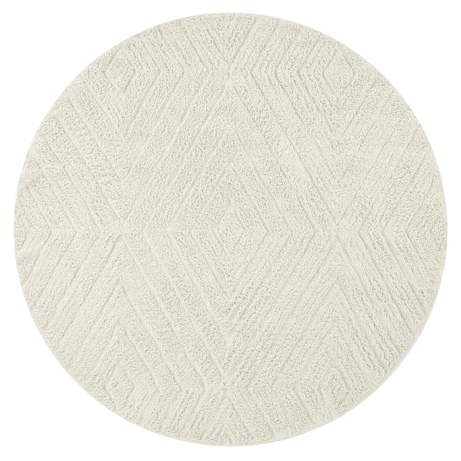 Tapete redondo - Amberley Natural Cotton Shaggy (umazano bela)