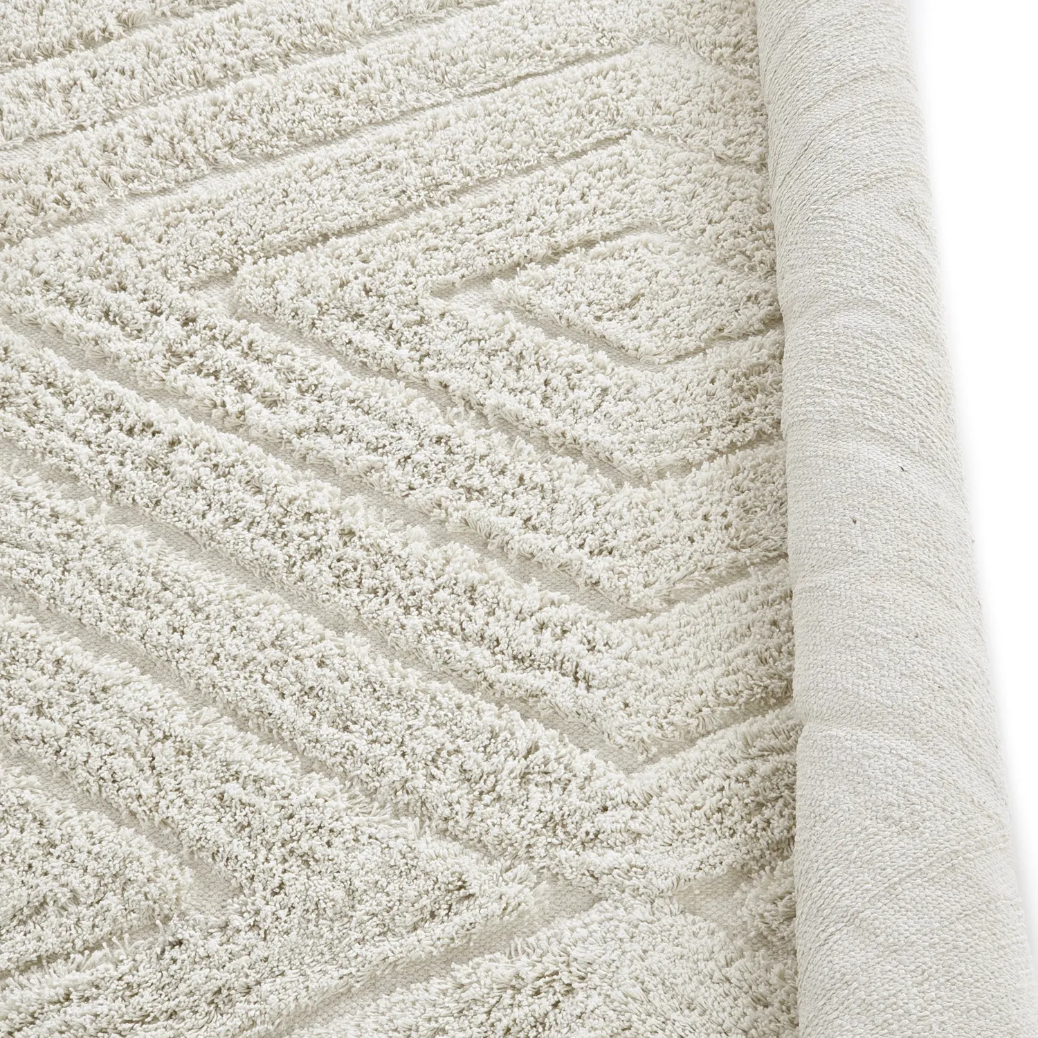 Tapete redondo - Amberley Natural Cotton Shaggy (umazano bela)