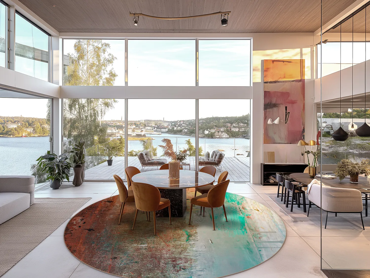 Tapete redondo - Andali (cinza/vermelho/multicolorido)