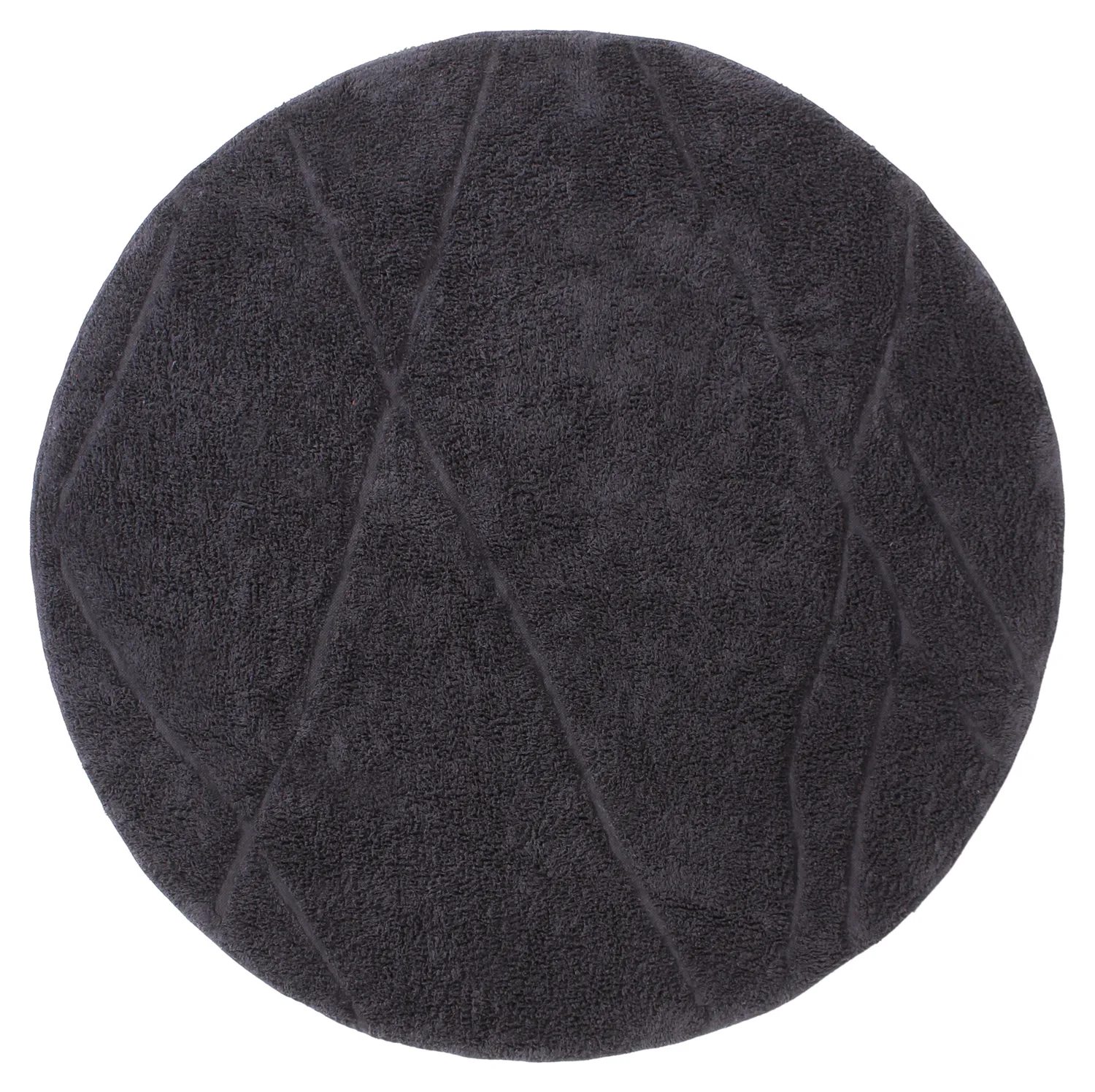 Tapete redondo - Andrea Natural Cotton Shaggy (preto)