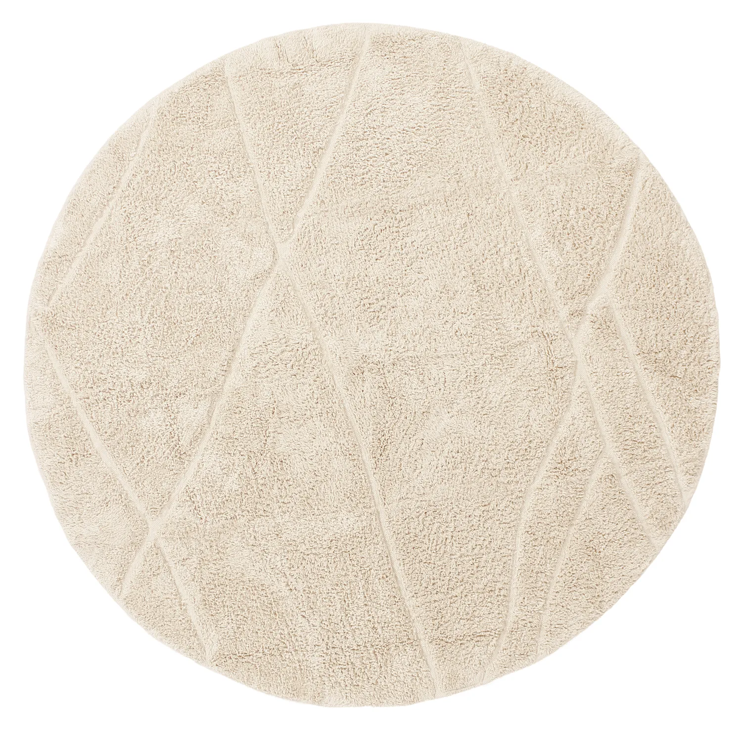 Tapete redondo - Andrea Natural Cotton Shaggy (bege)