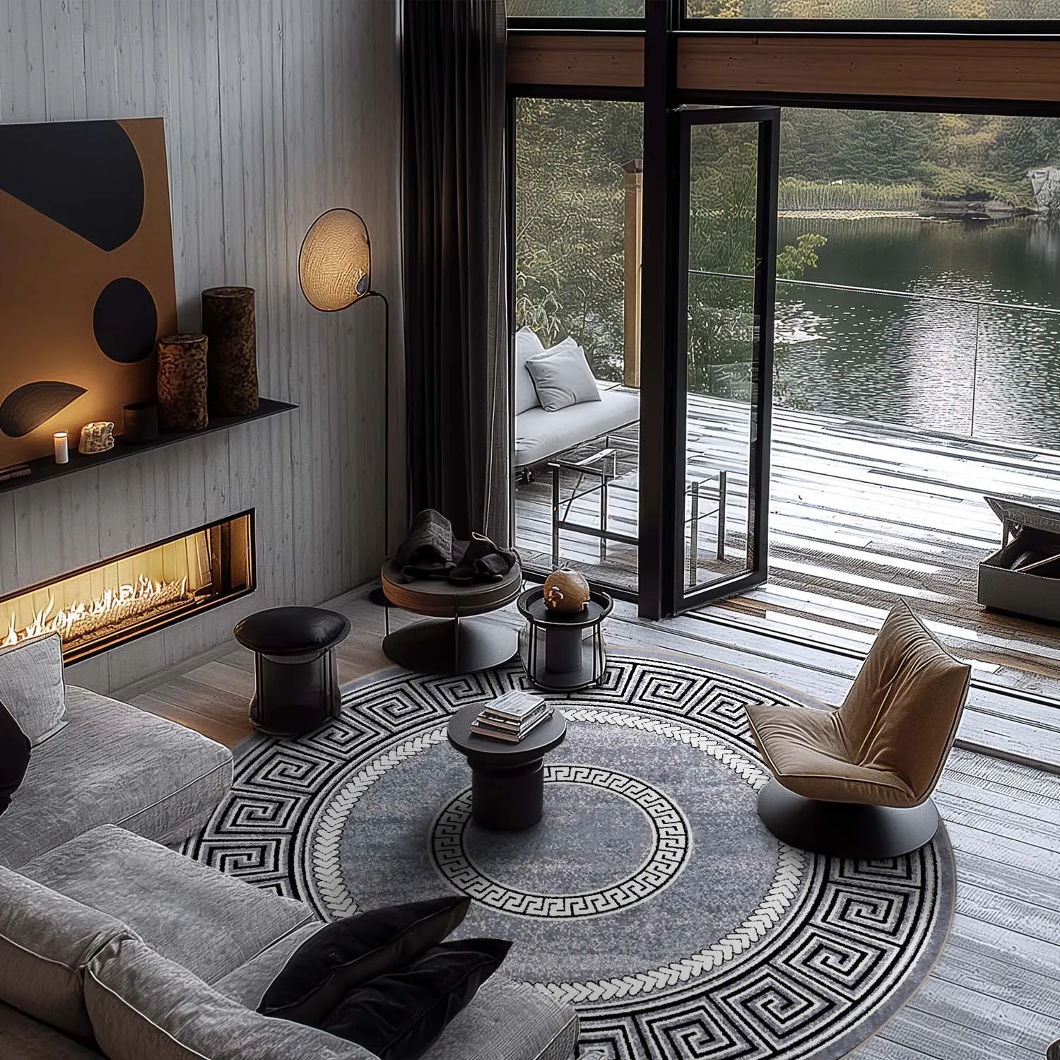 Tapete redondo - Ankara Versace (cinza)