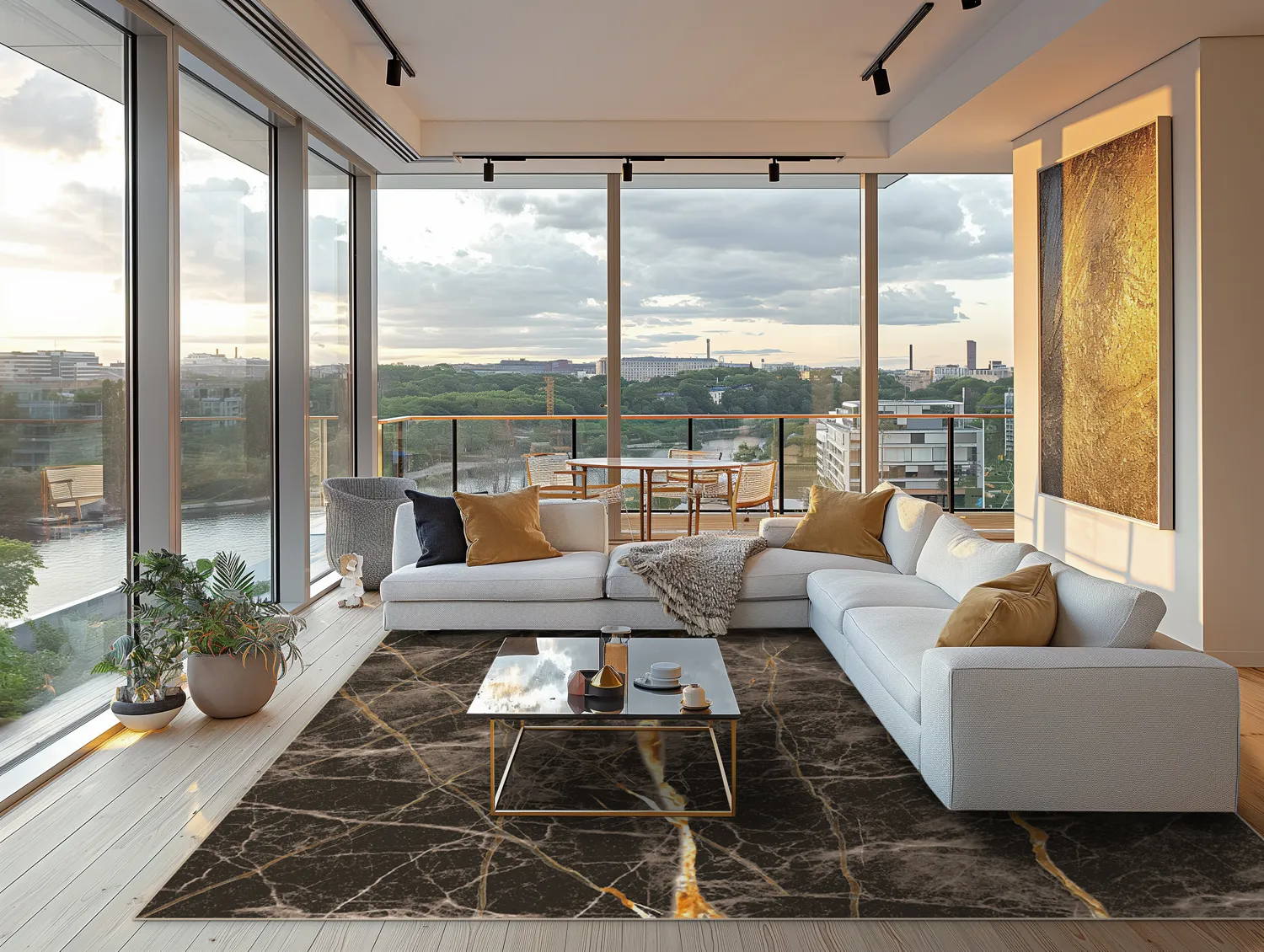 Tapete Wilton - Aris (preto/dourado)