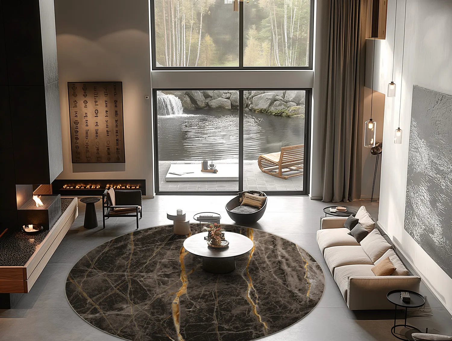 Tapete redondo - Aris (preto/dourado)