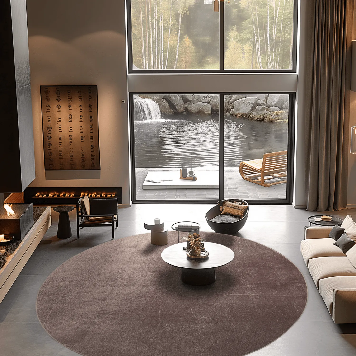 Tapete redondo - Artena (cinza/marrom)