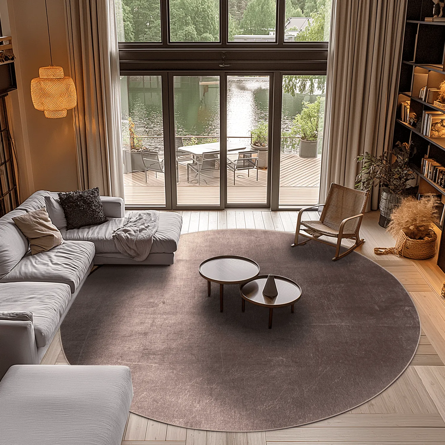 Tapete redondo - Artena (cinza/marrom)