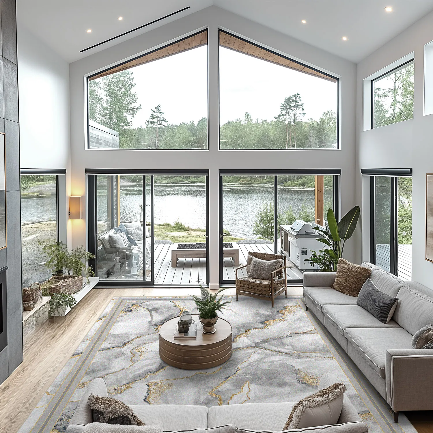 Tapete Wilton - Attika (cinza/branco/dourado)