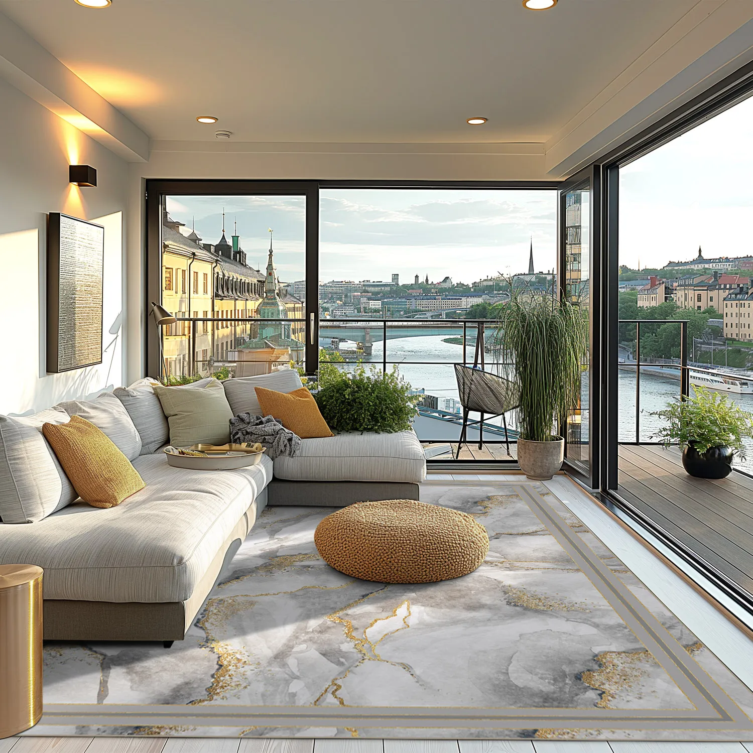 Tapete Wilton - Attika (cinza/branco/dourado)