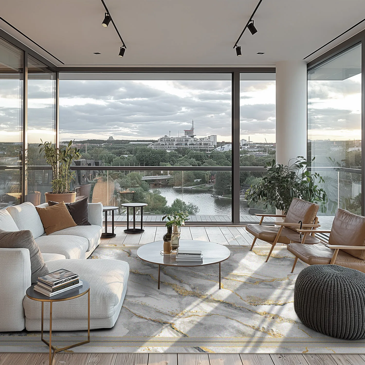 Tapete Wilton - Attika (cinza/branco/dourado)