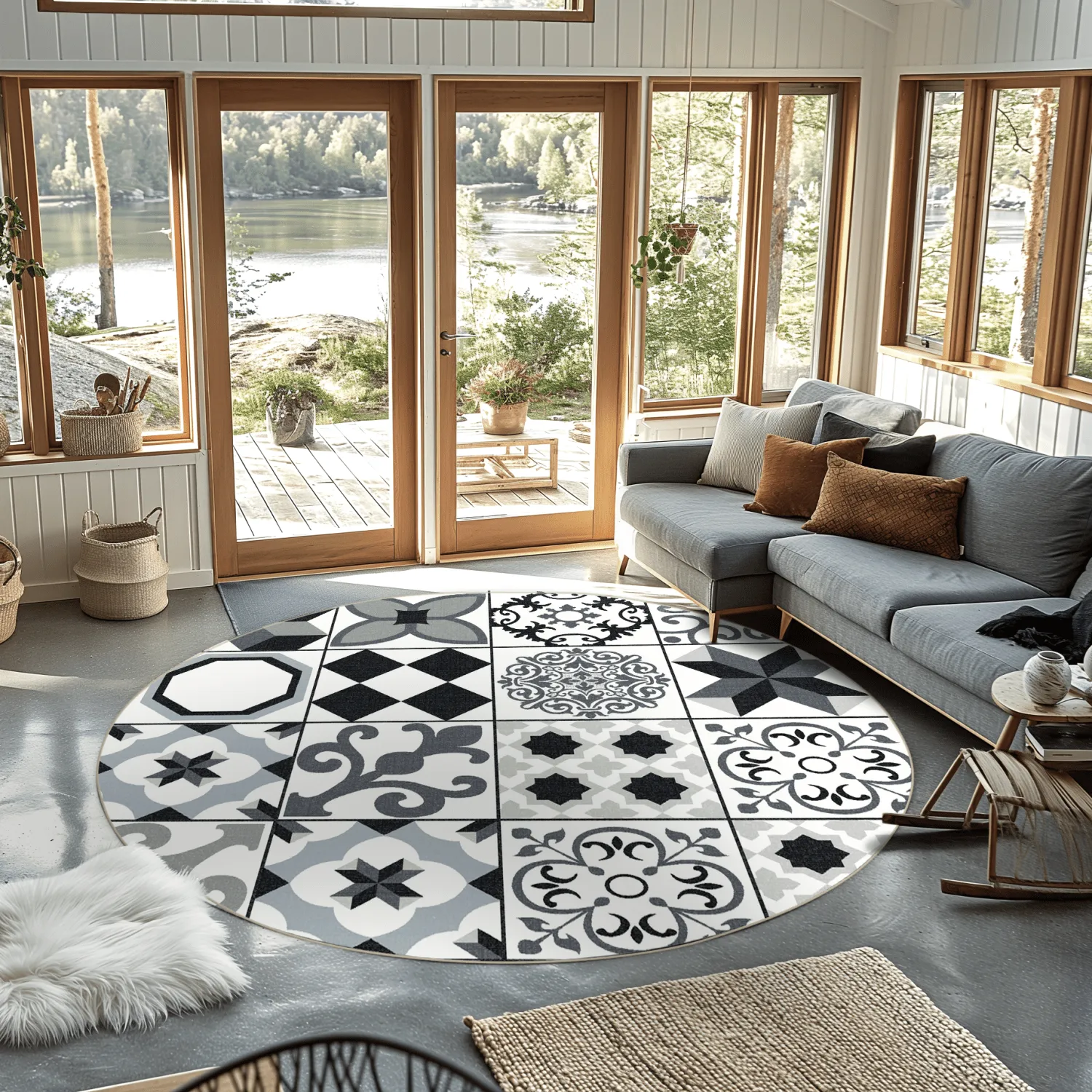 Tapete redondo - Avent (bege/preto)