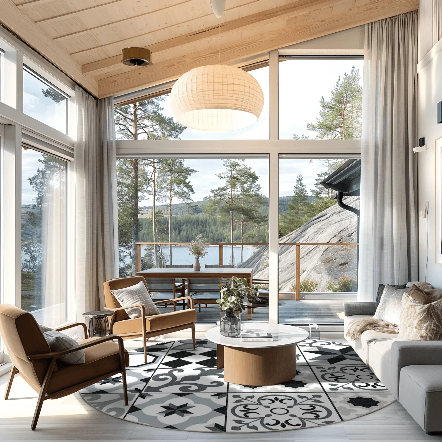 Tapete redondo - Avent (bege/preto)