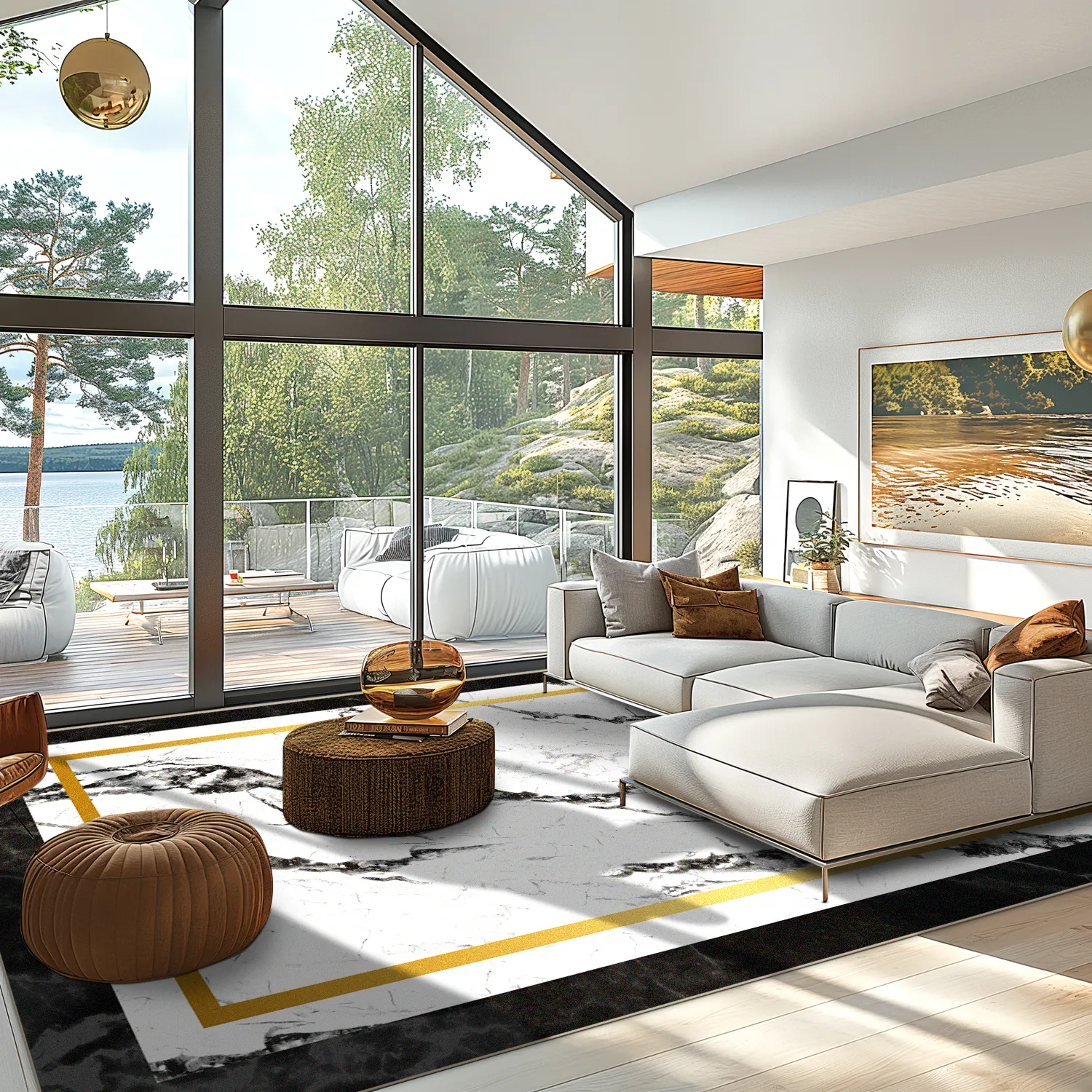 Tapete Wilton - Avola (preto/branco/dourado)