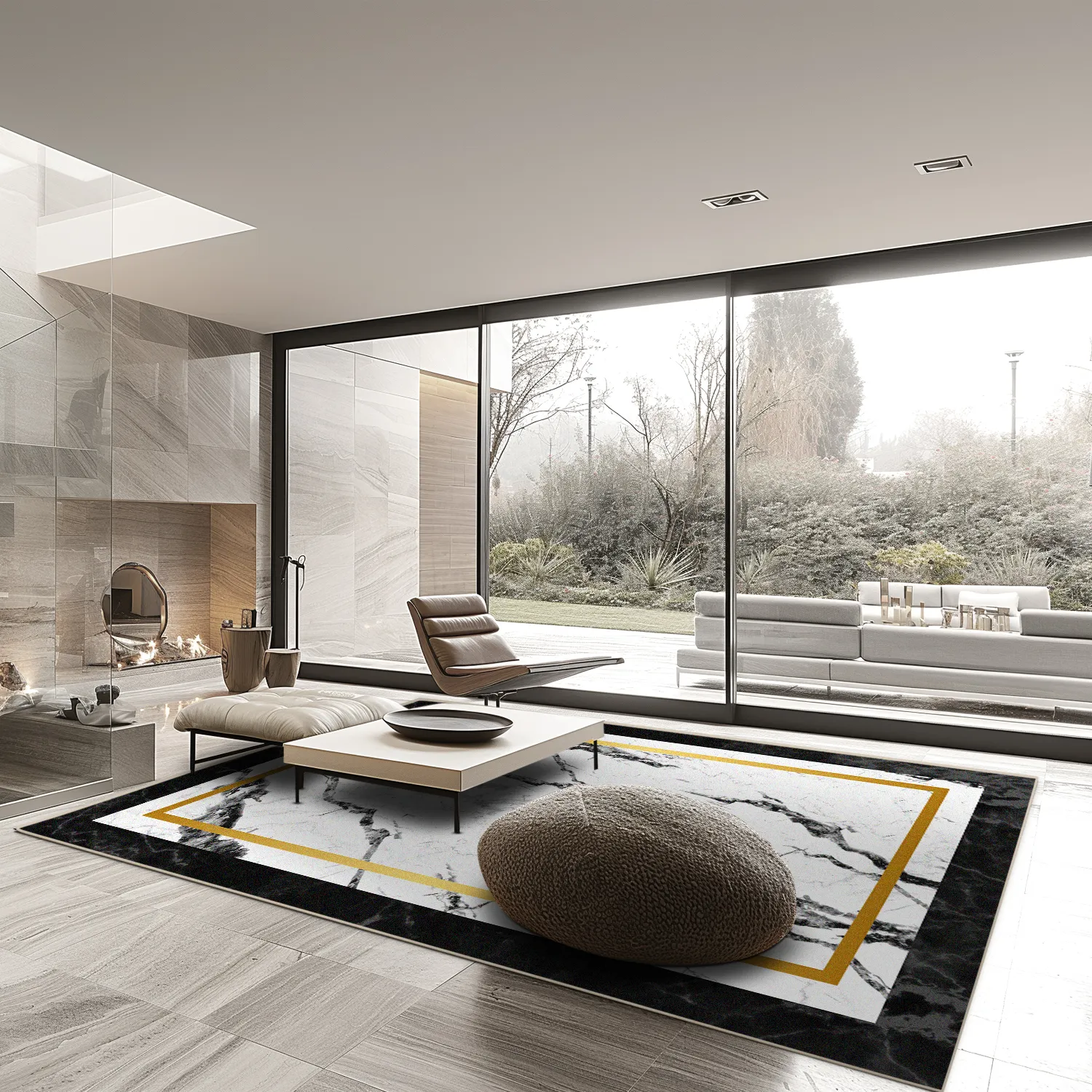 Tapete Wilton - Avola (preto/branco/dourado)